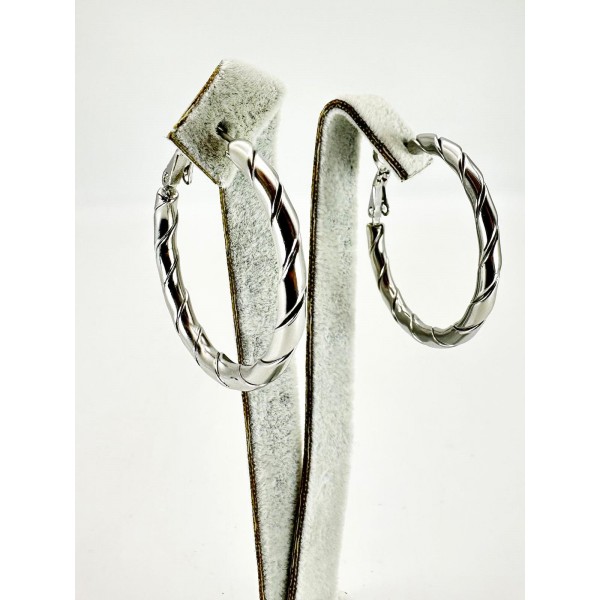 Gümüş Çizgili Halka Küpe